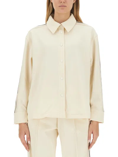 Palm Angels Logo-embroidered Track Shirt In Beige