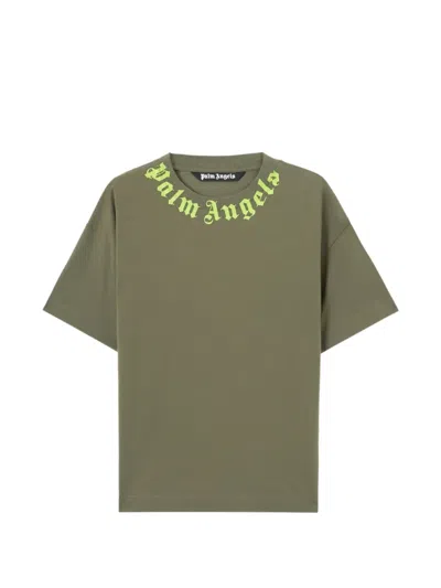 Palm Angels Logo-neckline T-shirt In Green