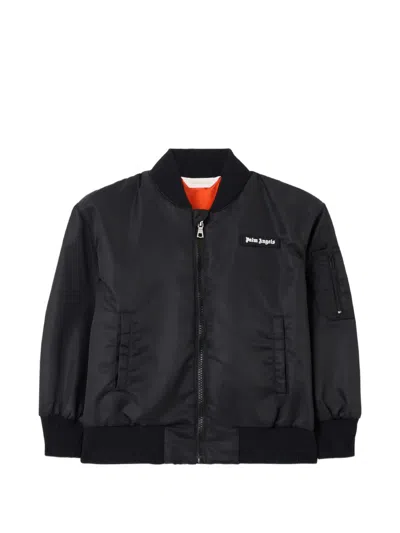 Palm Angels Kids' Logo-patch Bomber Jacket In Black