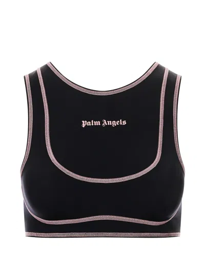 Palm Angels Logo-print Contrast-stitch Tank Top In Black