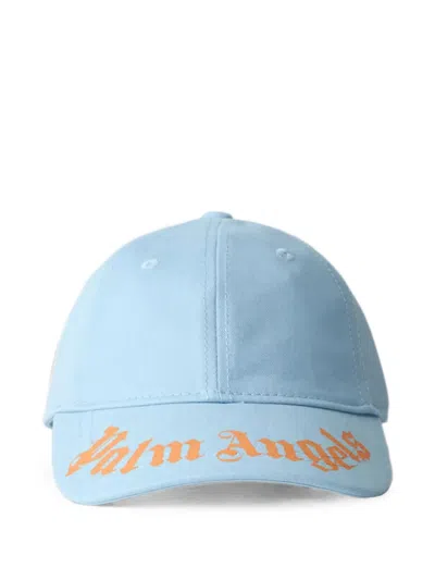 Palm Angels Kids' Logo-print Cotton Baseball Cap In Blue