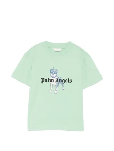 Palm Angels Kids' Logo-print Cotton T-shirt In Blue