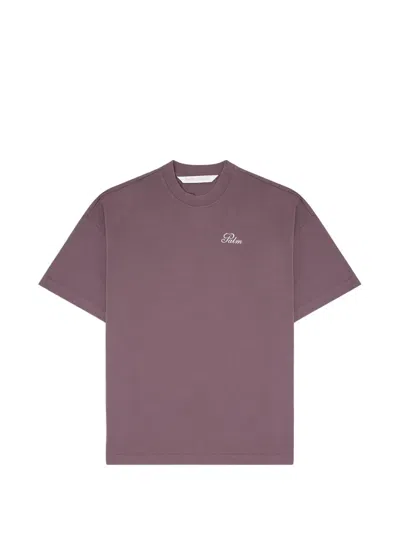 Palm Angels Logo-print Cotton T-shirt In Purple
