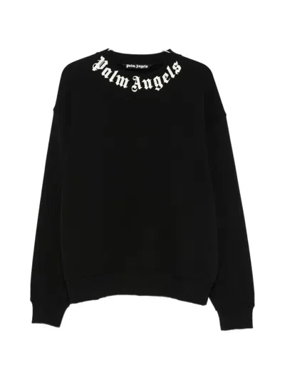 Palm Angels Logo-print Crew-neck Sweatshirt In Black