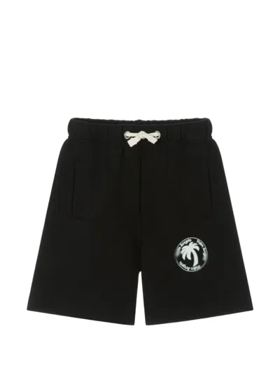 Palm Angels Kids' Logo-print Drawstring Shorts In Black