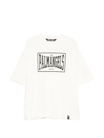 Palm Angels Logo-print Drop-shoulder T-shirt In Neutral