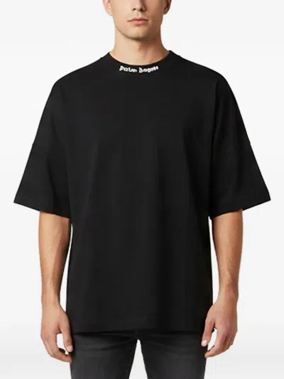 Pre-owned Palm Angels Logo-print Jersey T-shirt In Black