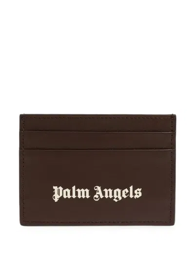 Palm Angels Logo-print Leather Card Holder In Animal Print