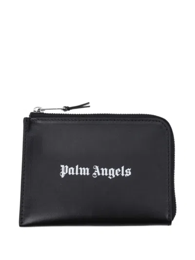 Palm Angels Logo-print Leather Cardholder In Black