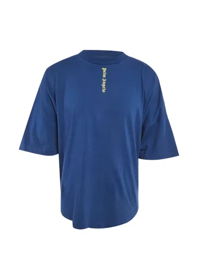 Pre-owned Palm Angels Logo-print Oversized T-shirt In Blue