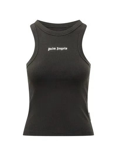 Palm Angels Logo-print Ribbed Tank Top In Black