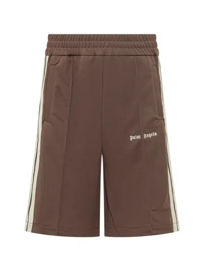 Palm Angels Logo-print Shorts In Brown