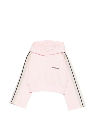 Palm Angels Kids' Logo-print Side-stripe Hoodie In Pink