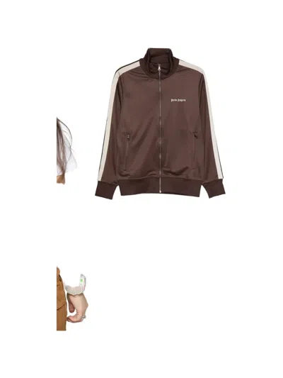Palm Angels Brown Sleeve Stripes Polyester Zip-through Knit Jacket