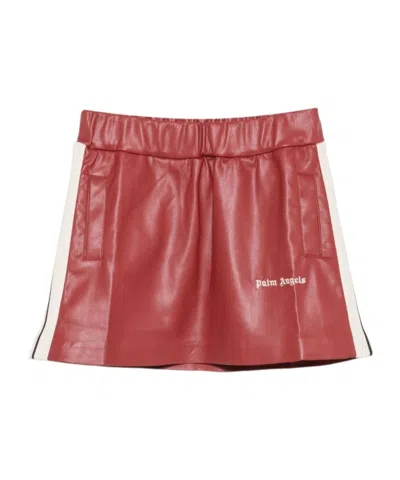 Palm Angels Logo-print Side-stripe Mini Skirt In Burgundy