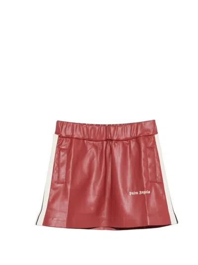 Palm Angels Kids' Logo-print Side-stripe Mini Skirt In Red