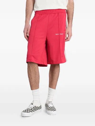 Palm Angels Logo-print Side-stripe Shorts In Red
