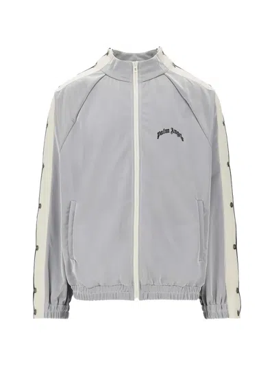 Palm Angels Logo-print Side-stripe Track Jacket In Gray