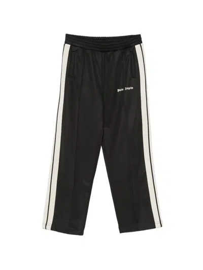 Palm Angels Kids' Logo-print Side-stripe Track Pants In Black