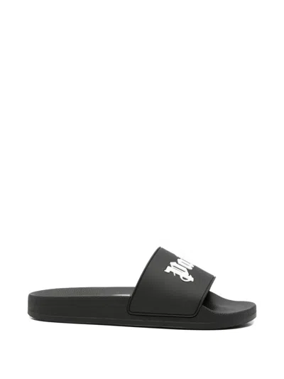 Palm Angels Logo-print Slides In Black