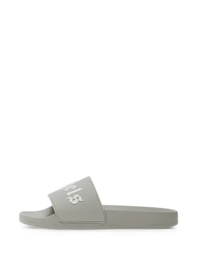 Palm Angels Logo-print Slippers In Neutral