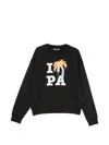 Palm Angels Black I Love Pa Regular Crew Pullover In Black