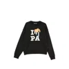 Palm Angels Black I Love Pa Regular Crew Pullover In Black