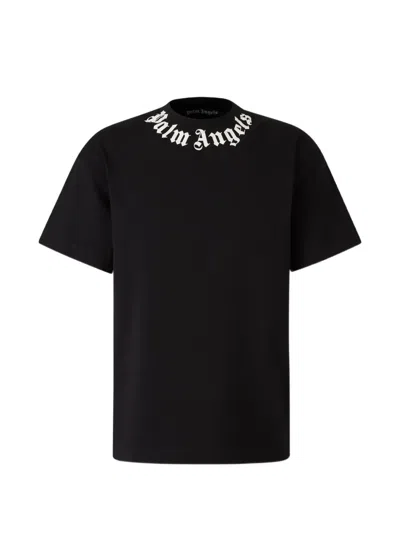 Palm Angels Short-sleeve Gothic Text Black Cotton T-shirt