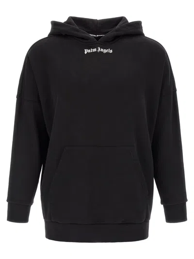 Palm Angels Logo-printed Brushed Cotton Hoodie In Black