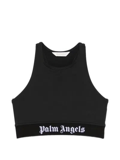 Palm Angels 로고 언더밴드 레이서백 스포츠 탑 In Transparent