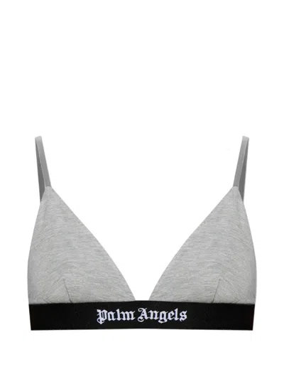 Palm Angels Logo-underband Triangle Bra In Gray