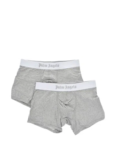 Palm Angels Logo-waistband Boxers (set Of Two) In Gray