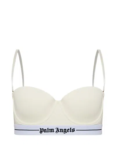 Palm Angels Logo-waistband Underwired Bra In Neutral