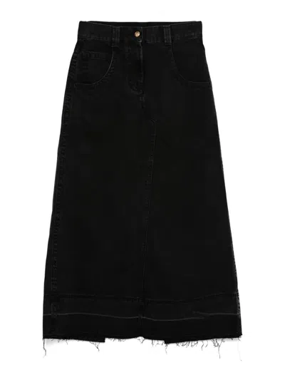PALM ANGELS LONG DENIM SPLIT SKIRT