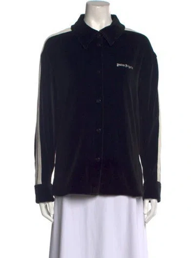 Pre-owned Palm Angels Long Sleeve Button-up Top In Black