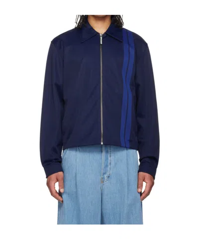 Palm Angels Long Sleeve Casual Jacket In Blue - Blue