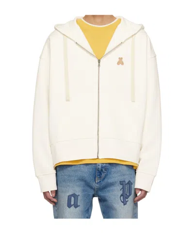 Palm Angels Long Sleeve Sweatshirt Jacket In White