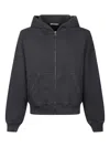 Palm Angels Hooded Sweatshirt With Zip With Logo In Gray