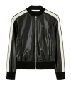 Palm Angels Logo Leather Effetc Track Bomber Jacket In Black
