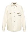 Palm Angels Logo-embroidered Twill Shirt Jacket In White