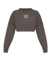 Palm Angels Long-sleeved Cropped Top In Gray