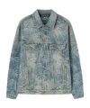 Palm Angels Long-sleeved Denim Jacket In Gray