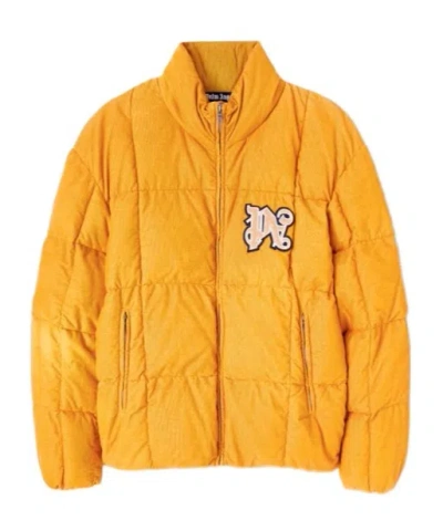 Palm Angels Corduroy Down Jacket Monogram In Orange