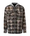 Palm Angels Men's Curved Logo Check Overshirt In Black