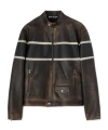 Palm Angels Crystal Pin-up Biker Leather Jacket In Black