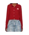 Palm Angels Red Monogram Cardigan In Red