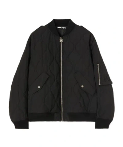 Palm Angels Long-sleeved Pilot Jacket In Black