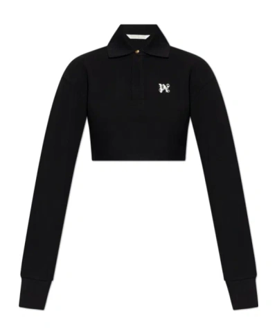 Palm Angels Monogram Polo Top In Black