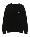 Palm Angels Cotton Oversize Crew Neck Sweatshirt In Black