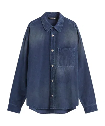 Palm Angels Long-sleeved Shirt In Blue